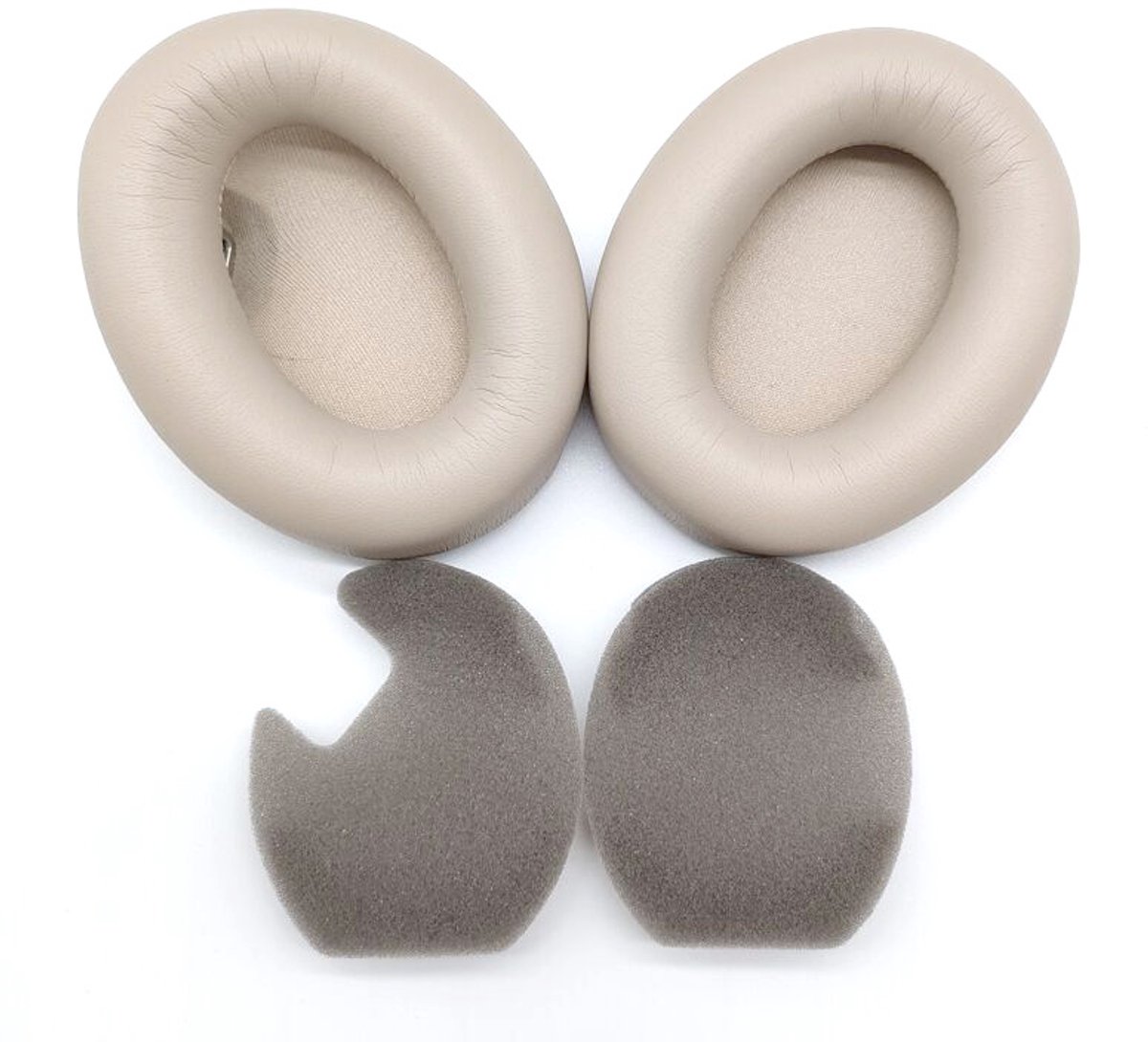 Vervangende oorkussens geschikt voor Sony WH-1000XM4 - oorkussens van proteïneleer - geschikt voor Sony WH-1000XM4 (WH1000XM4) hoofdtelefoon met ruisonderdrukking - Wordt geleverd met afstemkatoen - met traagschuim met hoge dichtheid (grijs+goud)