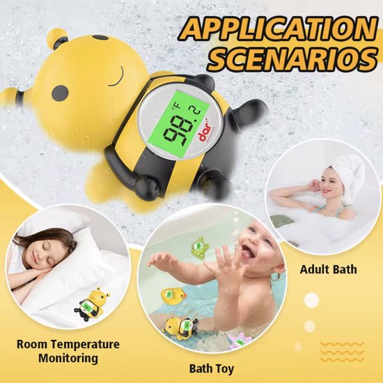 Baby Bad Thermometer Editie: Bijen - Digitaal + LED Display - Veilige Badtemperatuur & Drijvend Speelgoed - Instelbaar °C/°F - speelgoed voor Baby’s & Peuters van Merkloos — afbeelding 2