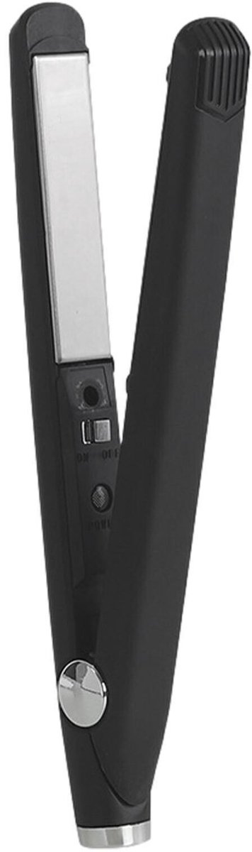 Mini draadloze krultang 2 in 1 draagbare USB stijltang krultang - zwart