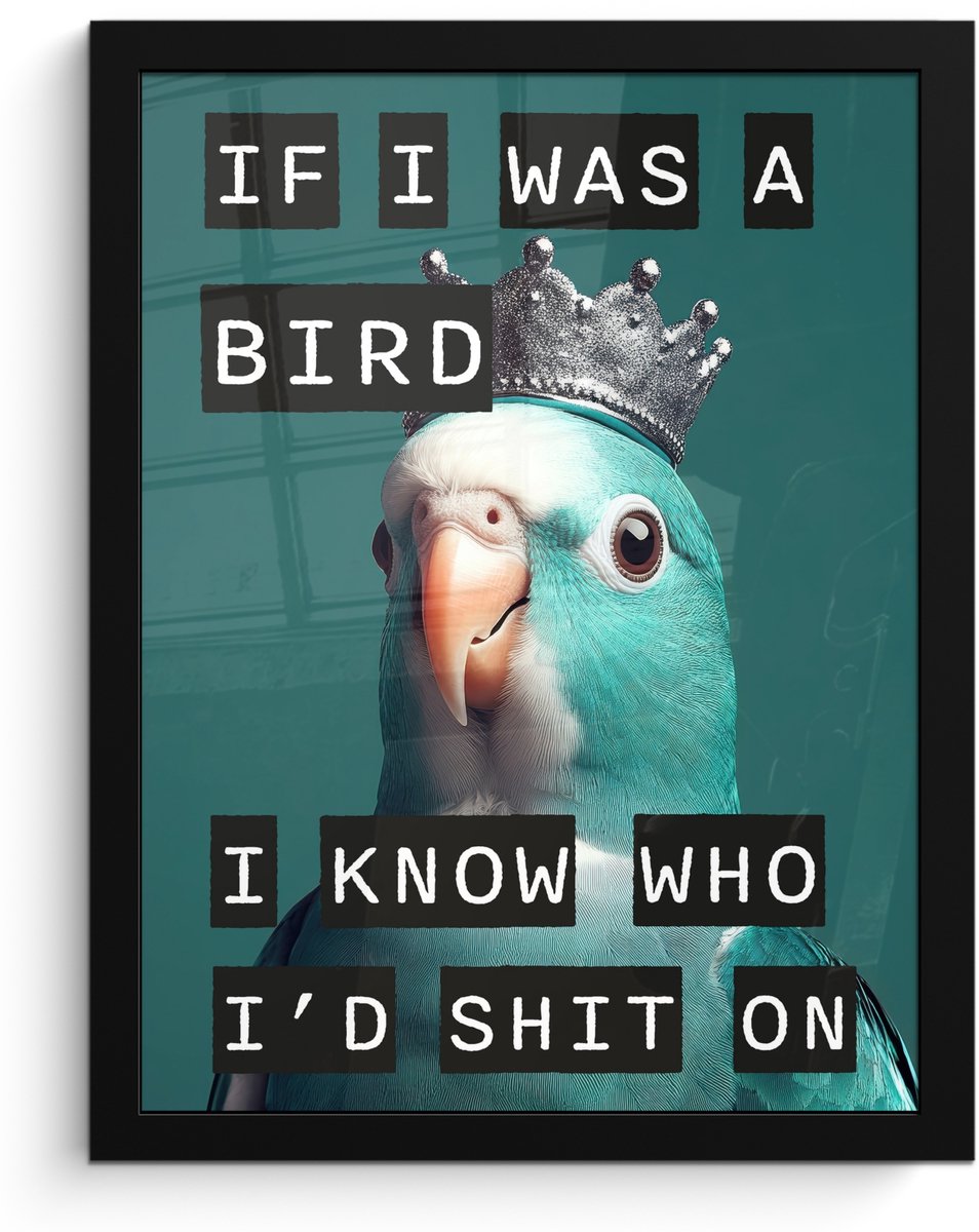 FrameYourWall Poster in lijst - Fotolijst 30x40 cm - Posters - Parkiet - Turquoise - Quotes - Decoratie - Posterlijst zwart - Decoratie - Wanddecoratie woonkamer - Muurdecoratie slaapkamer Tekst - Parkiet
