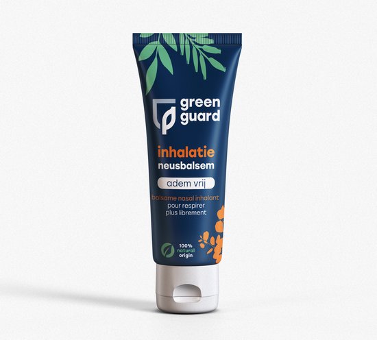 Green Guard - Inhalatie Neusbalsem - Ondersteunt Luchtwegen - Helpt Vrijer te Ademen - Verzorgt Droge en Schrale Plekken Rond de Neus - Vanaf 3 jaar en voor Volwassenen - Op Natuurlijke Basis - Bevat Eucalyptus en Menthol - 100% Plantaardig - 30ml
