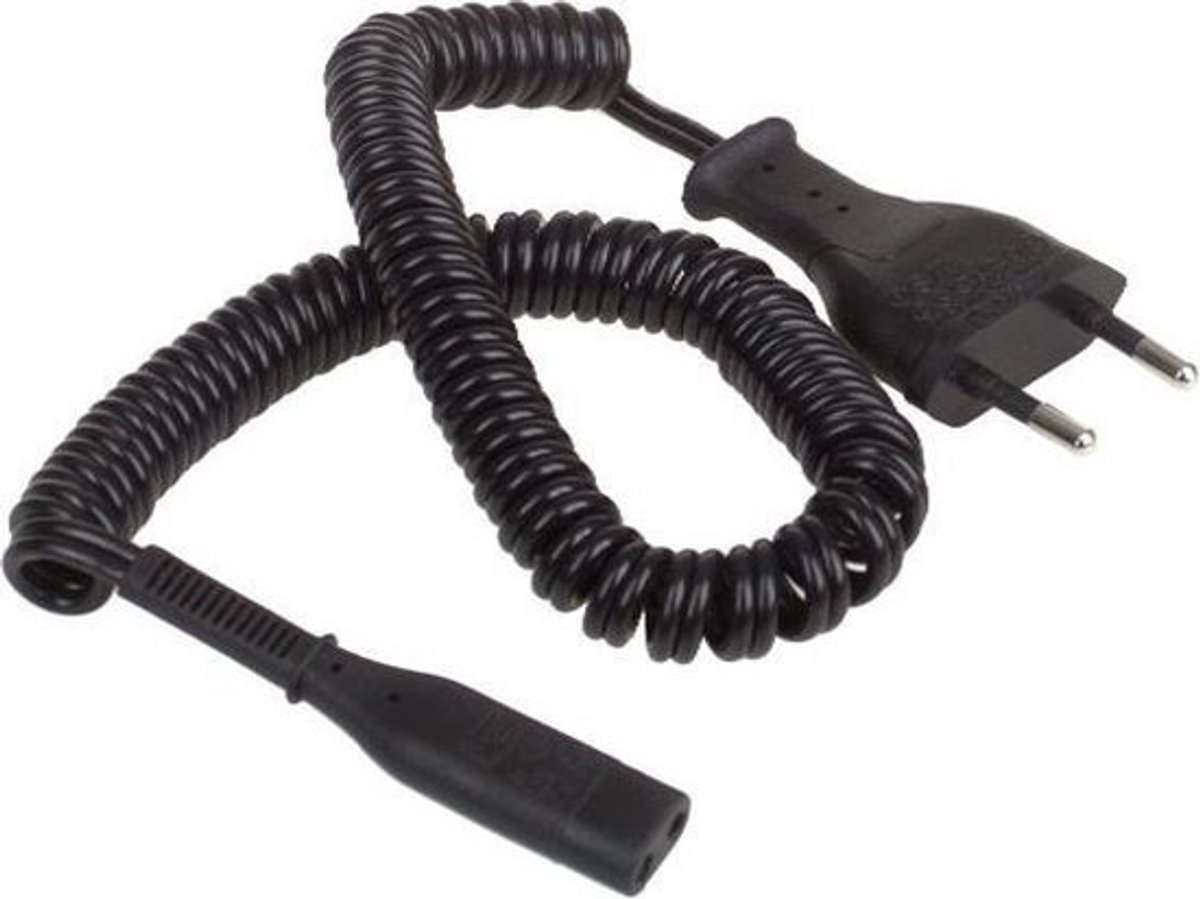 Universeel Netsnoer scheerapparaat - Snoer 2.5A 230V spiraal zwart 1,8M