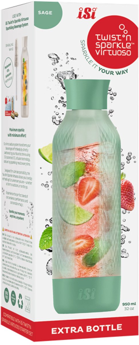 iSi Twist‘n Sparkle Virtuoso Fles - 0.95Ltr - Sage