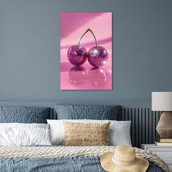 Poster 40x60 cm - Glitter - Discobol - Roze - Kersen - Posters - Wanddecoratie keuken - Muurdecoratie woonkamer - Decoratieve accessoires - Kamer muur decoratie