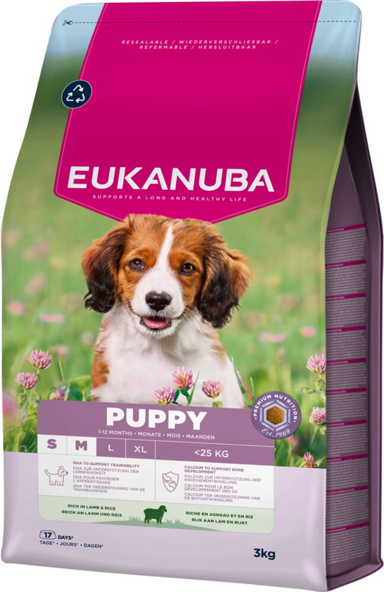 Eukanuba Eukanuba Hondenvoer Droog Life Care Dog Puppy & Junior Small/Medium Lam en Rijst - 3 x 3 kg - Voordeelverpakking