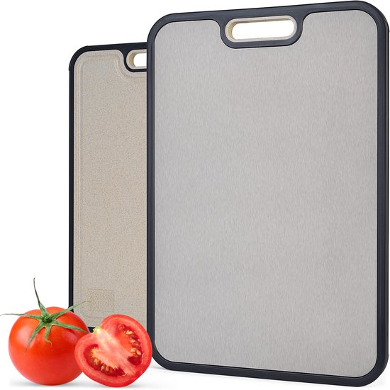 Planche à découper Chefmagic 2 en 1 – Titane et fibre de blé – Durable, hygiénique et antidérapante – Pour viande, poisson, légumes et fruits