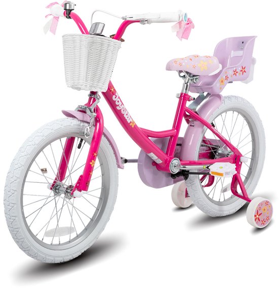 Joystar Unicorn Kinderfiets voor Meisjes - 18 Inch - Mand - Zijwieltjes - Bel - Handrem - Fuchsia - Geschikt voor buitenactiviteiten in de lente van JOYSTAR — afbeelding 4