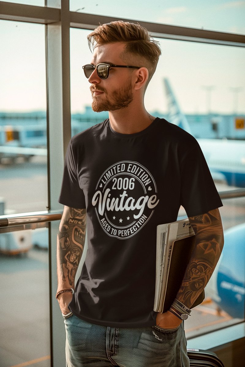 2006 Jaar Zwart T-shirt Heren - Maat XXL - Aged Vintage - Verjaardag Cadeau Mannen - Limited Edition