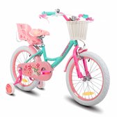 JOYSTAR Unicorn Meisjesfiets 18 Inch – Met Poppenzitje, Mandje & Zijwieltjes – Kinderfiets 5 tot 8 Jaar (114-145 cm) – Groen