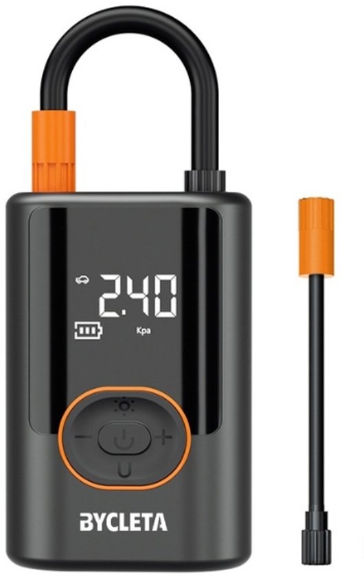 Elektrische Pomp Bycleta Draadloos USB-C Oplaadbaar – Compacte Fiets-, Auto-, Fatbike- en E-bike Bandenpomp met Display