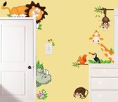 Muursticker - Baby Kamer - Dieren - Giraffe - Nijlpaard - Leeuw - Aapjes - Jungle - Wanddecoratie - Kinderkamer - Jongen - Meisje - Decoratie