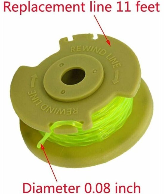 10 stuks vervangende spoel geschikt voor Ryobi duimtrimmer - geschikt voor Ryobi One+AC80RL3/AC14HCA - snoerloze grastrimmer - 8 spoelen + 2 snijkappen, (geel) van Merkloos	 — afbeelding 4