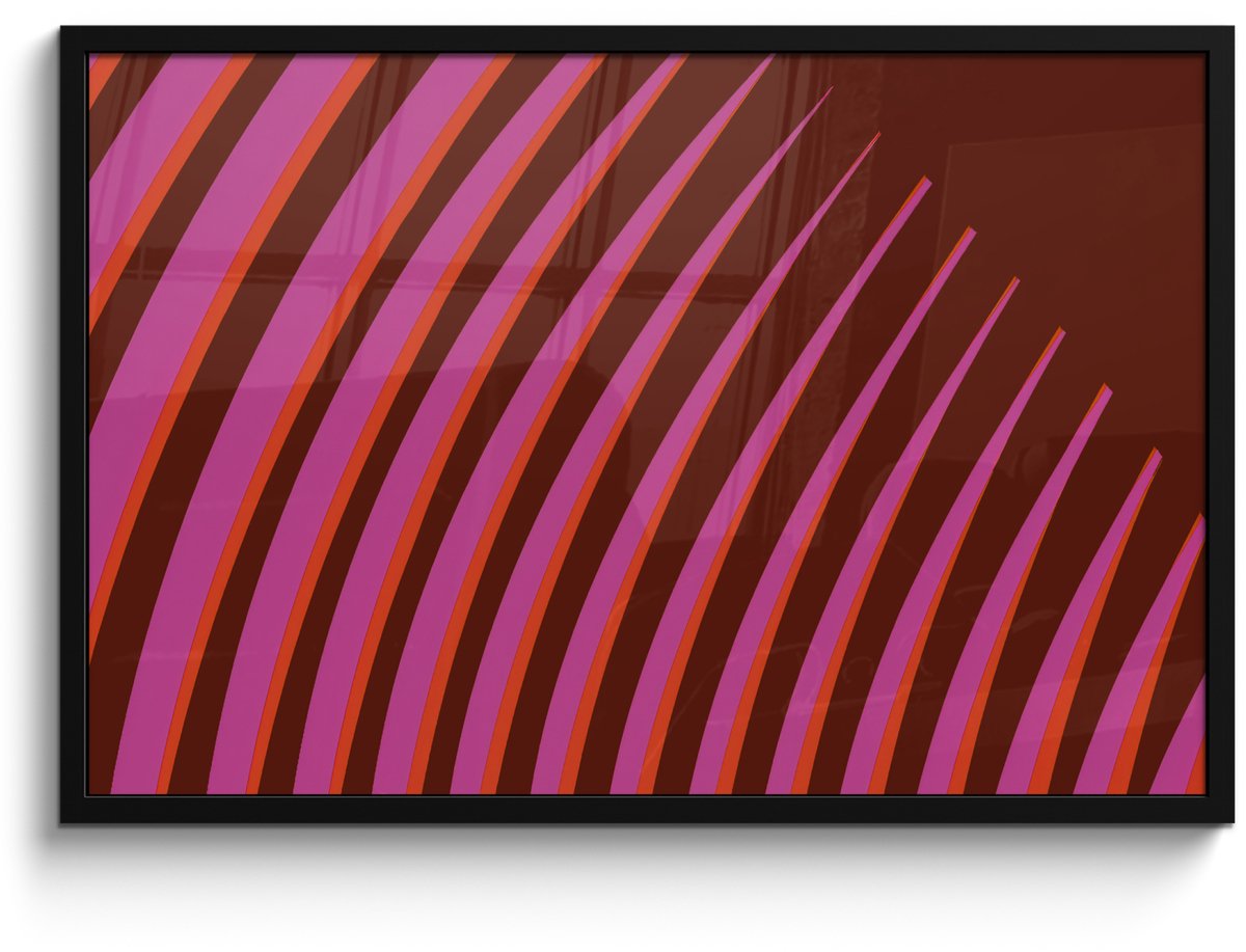 FrameYourWall Poster in lijst - Fotolijst 90x60 cm - Posters - Lijnen - Rood - Beweging - Posterlijst zwart - Decoratie - Wanddecoratie woonkamer - Muurdecoratie slaapkamer