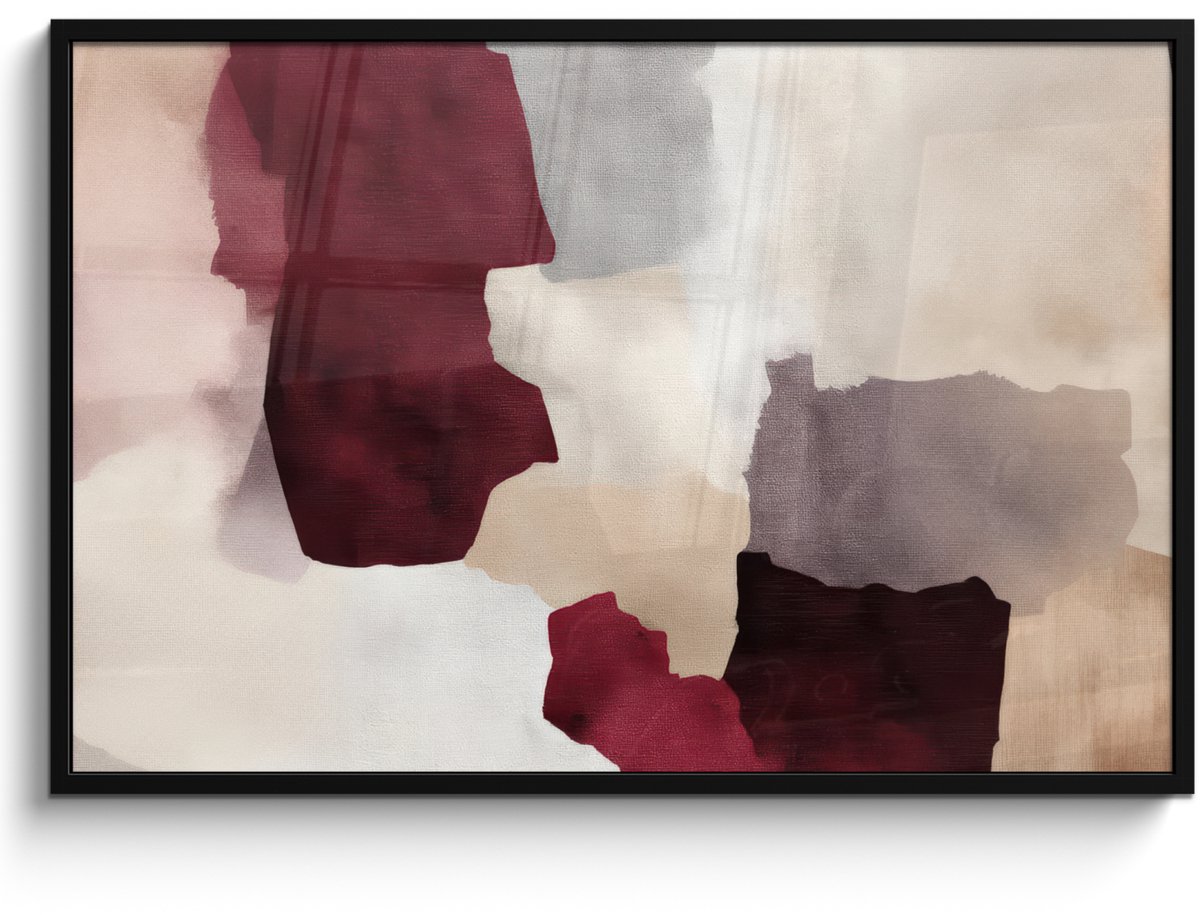 FrameYourWall Poster in lijst - Fotolijst 120x80 cm - Posters - Abstract - Kleurbakken - Rood - Posterlijst zwart - Decoratie - Wanddecoratie woonkamer - Muurdecoratie slaapkamer Abstract - Kleurvlakken