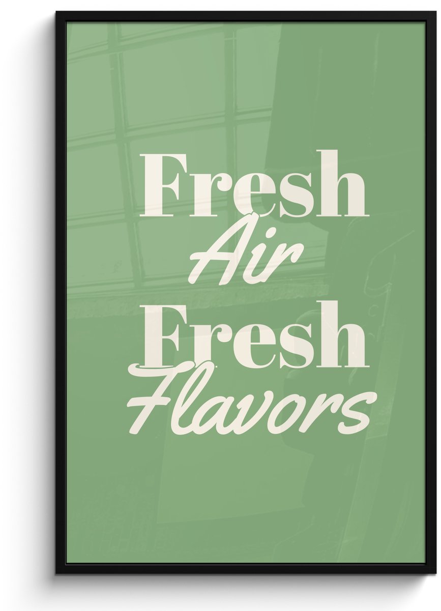 FrameYourWall Poster in lijst - Fotolijst 80x120 cm - Posters - Tekst - Groen - Sierlijk - Letters - Posterlijst zwart - Decoratie - Wanddecoratie woonkamer - Muurdecoratie slaapkamer