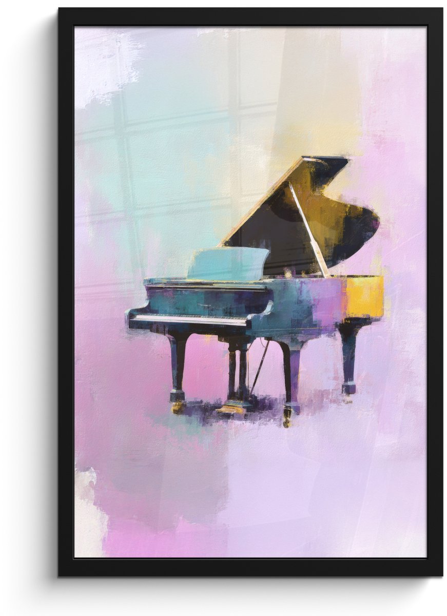 FrameYourWall Poster in lijst - Fotolijst 40x60 cm - Posters - Piano - Pastel - Elegant - Dromerig - Posterlijst zwart - Decoratie - Wanddecoratie woonkamer - Muurdecoratie slaapkamer