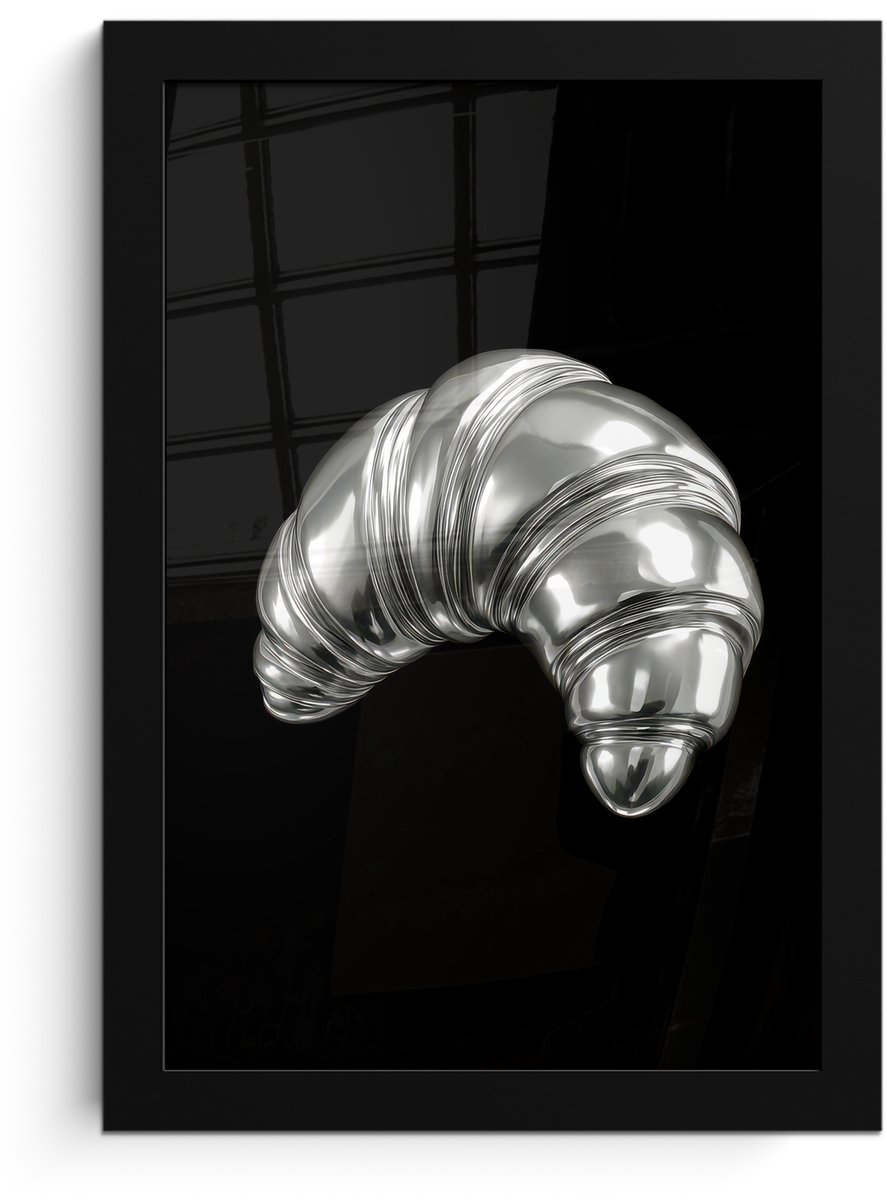 FrameYourWall Poster in lijst - Fotolijst 20x30 cm - Posters - Croissant - Metaal - Zilver - Posterlijst zwart - Decoratie - Wanddecoratie woonkamer - Muurdecoratie slaapkamer
