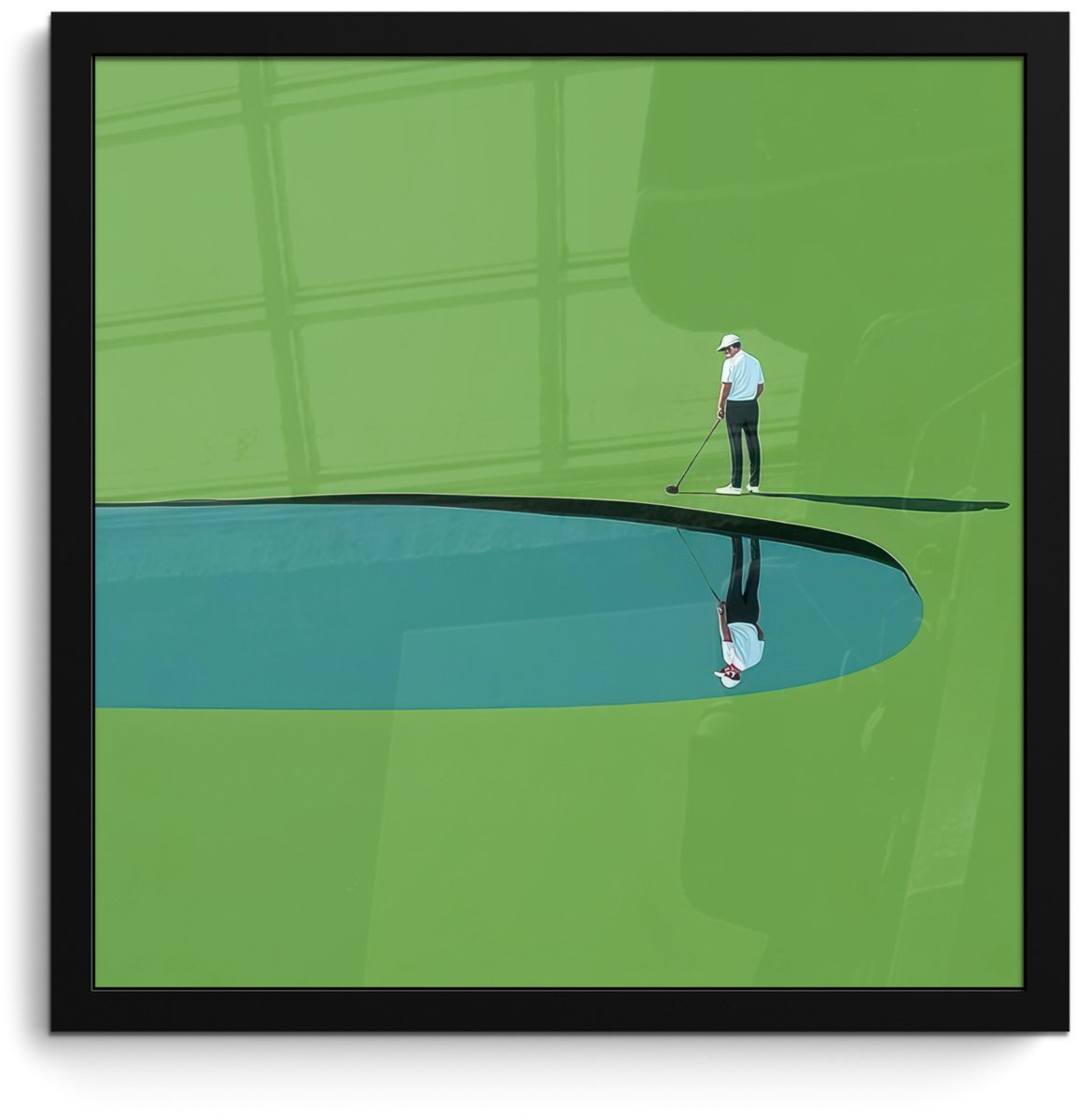 FrameYourWall Poster in lijst - Fotolijst 40x40 cm - Posters - Persoon - Golf - Water - Blauw - Posterlijst zwart - Decoratie - Wanddecoratie woonkamer - Muurdecoratie slaapkamer - Kerstversiering - Kerstdecoratie voor binnen - Kerstmis