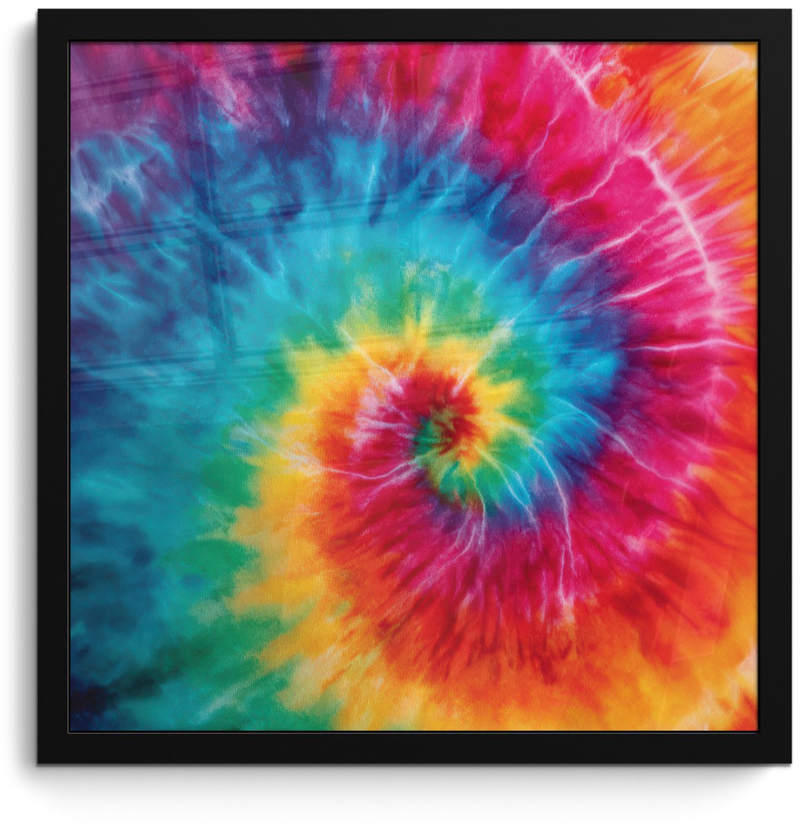 FrameYourWall Poster in lijst - Fotolijst 40x40 cm - Posters - Regenboog - Tie dye - Kleurrijk - Blauw - Posterlijst zwart - Decoratie - Wanddecoratie woonkamer - Muurdecoratie slaapkamer