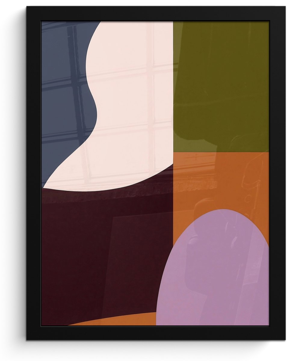 FrameYourWall Poster in lijst - Fotolijst 30x40 cm - Posters - Vormen - Abstract - Kleuren - Vierkant - Posterlijst zwart - Decoratie - Wanddecoratie woonkamer - Muurdecoratie slaapkamer