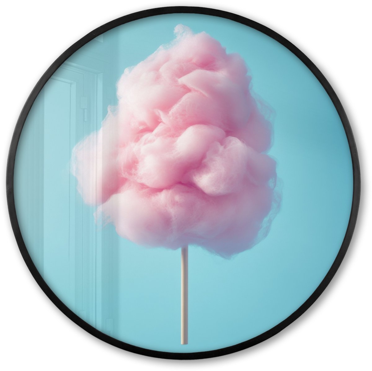 FrameYourWall Poster in lijst Rond - Fotolijst 80x80 cm - Posters - Suikerspin - Zoet - Snoep - Ronde posterlijst zwart - Decoratie - Wanddecoratie woonkamer - Muurdecoratie slaapkamer