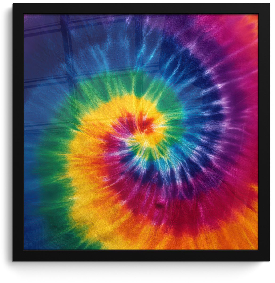 FrameYourWall Poster in lijst - Fotolijst 40x40 cm - Posters - Regenboogkleuren - Spiraal - Kleurrijk - Posterlijst zwart - Decoratie - Wanddecoratie woonkamer - Muurdecoratie slaapkamer Multicolor
