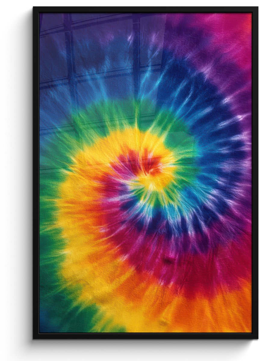 FrameYourWall Poster in lijst - Fotolijst 80x120 cm - Posters - Regenboogkleuren - Spiraal - Kleurrijk - Posterlijst zwart - Decoratie - Wanddecoratie woonkamer - Muurdecoratie slaapkamer Multicolor