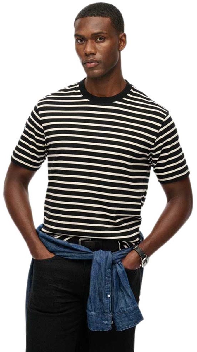 Superdry MERCHANT STRIPE TEE Heren T-shirt Stripe Zwart