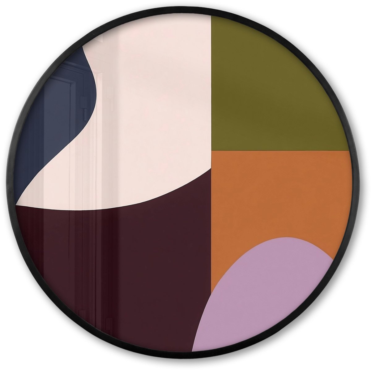 FrameYourWall Poster in lijst Rond - Fotolijst 60x60 cm - Posters - Vormen - Abstract - Kleuren - Vierkant - Ronde posterlijst zwart - Decoratie - Wanddecoratie woonkamer - Muurdecoratie slaapkamer