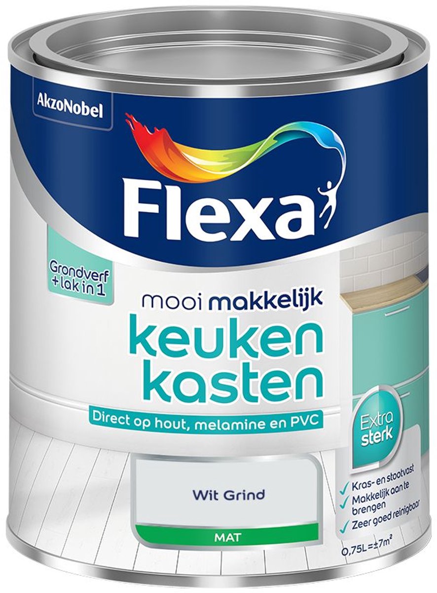 Flexa - Mooi Makkelijk Keukenkasten Mat - Wit Grind - Mengverf - 0.75 L