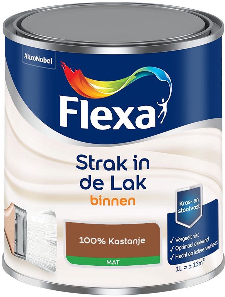 Flexa - Strak in de Lak Binnenlak Mat - 100% Kastanje - Mengverf - 1 L