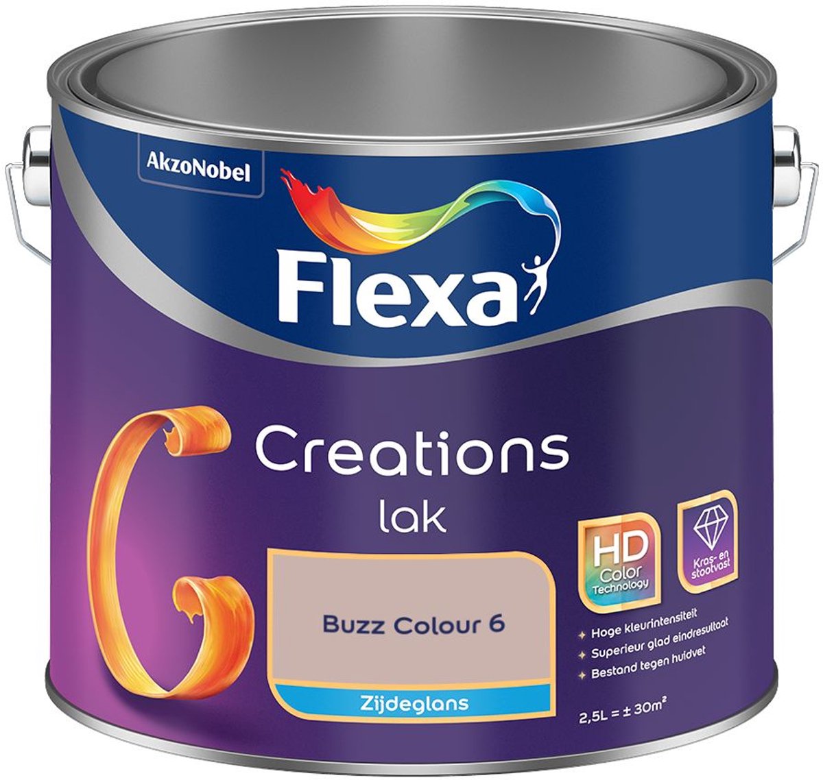 Flexa - Creations Lak Zijdeglans - Buzz Colour 6 - Mengverf - 2.5 L