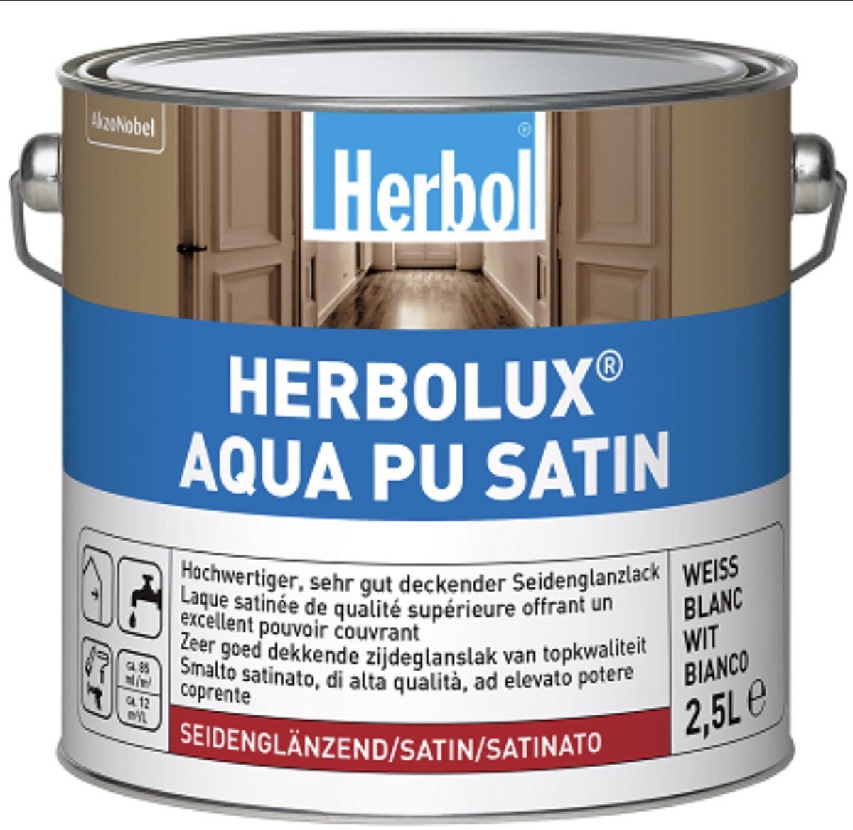 Herbol Herbolux Aqua PU - Satin - Wit - 2,5Lt