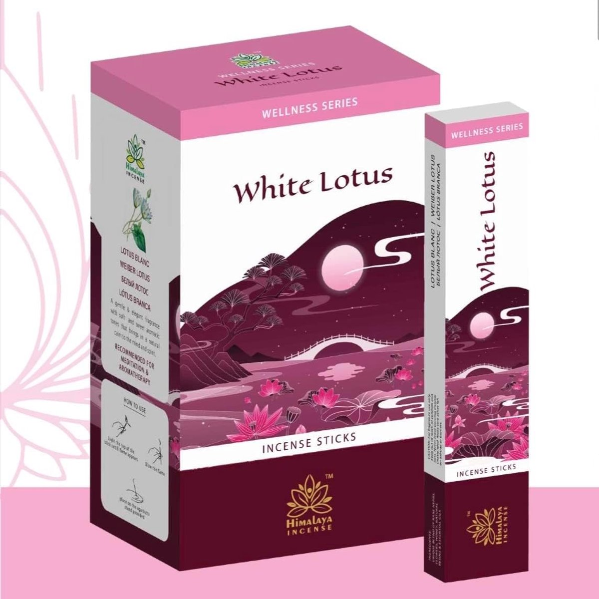 Himalaya White Lotus Premium Agarbatti 12 x 15g – Handgerolde Witte Lotus Wierookstokjes uit India | Spiritueel & Rustgevend | Voor Yoga, Meditatie, Gebed, Pooja & Aromatherapie Met Kajal Sticker