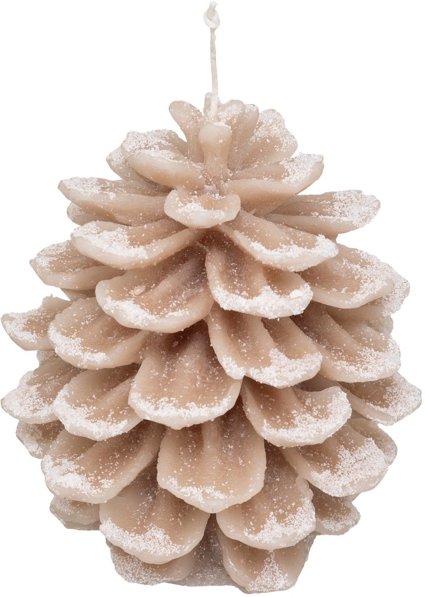 Fééric Lights and Christmas Dennenappel Kaars met sneeuw - H15,5cm - 560g - 30u - Wit