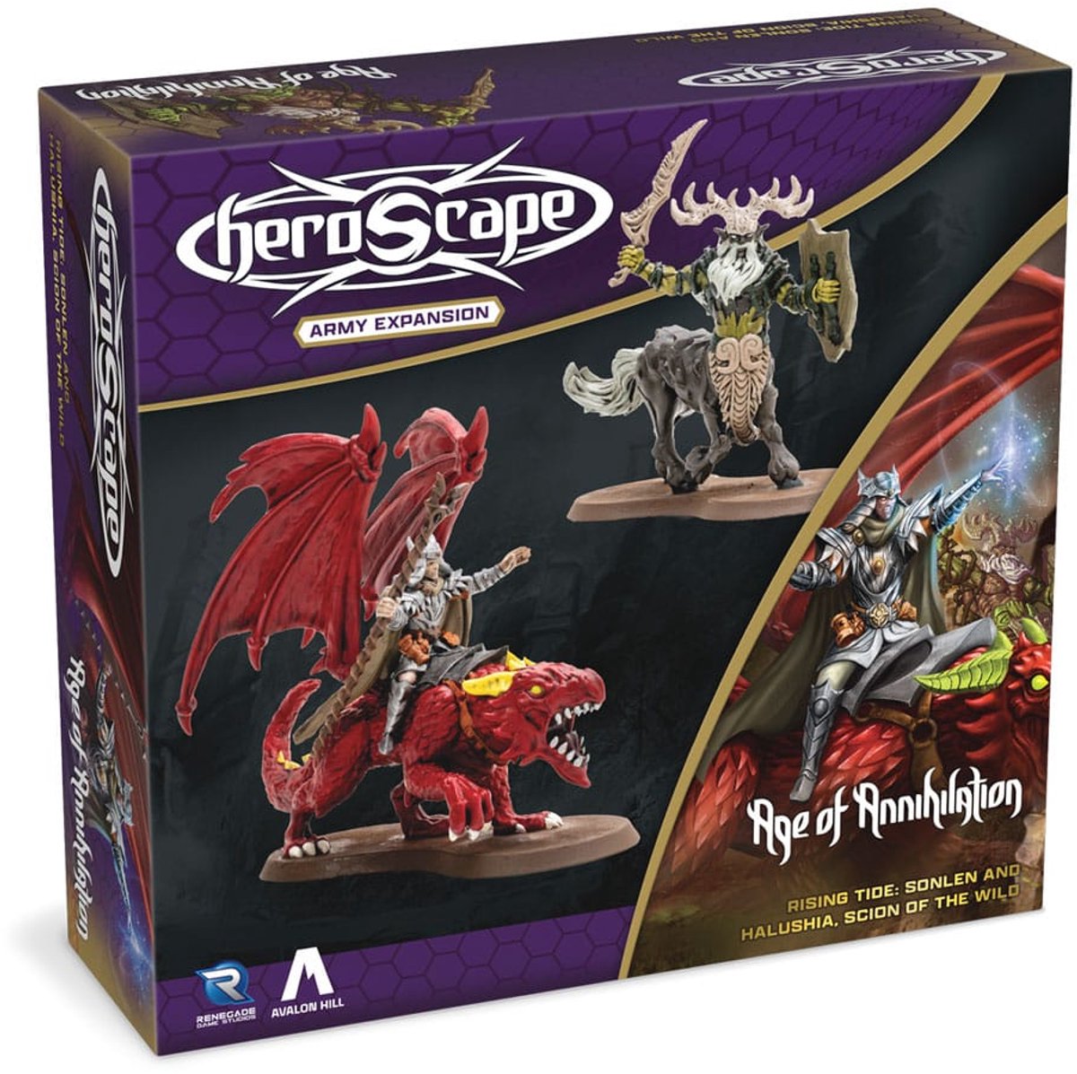 Renegade Heroscape Expansion Rising Tide - Sonlen & Halushia, Scion of the Wild Army *English Version* and accessories