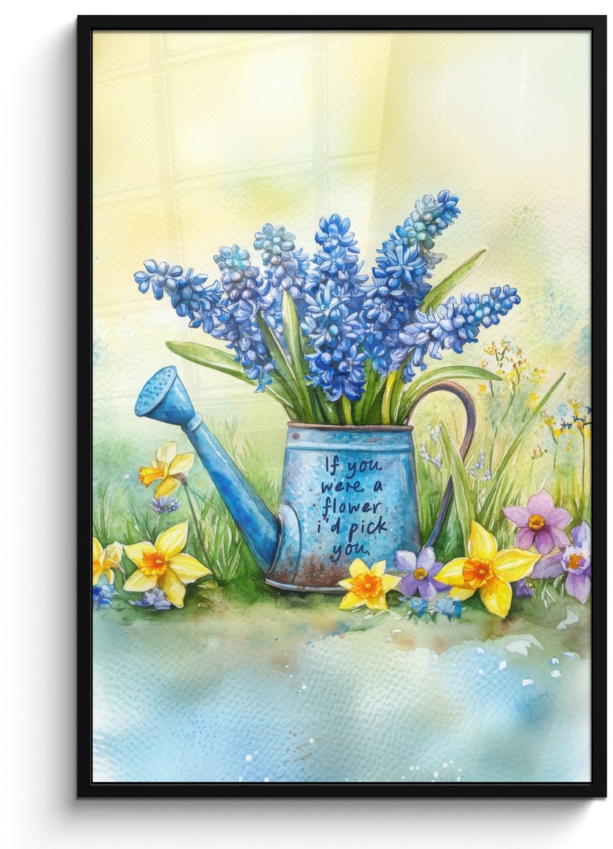 Poster in lijst - Fotolijst 80x120 cm - Posters - Lavendelbloemen - Quote - Gieter - Poste
