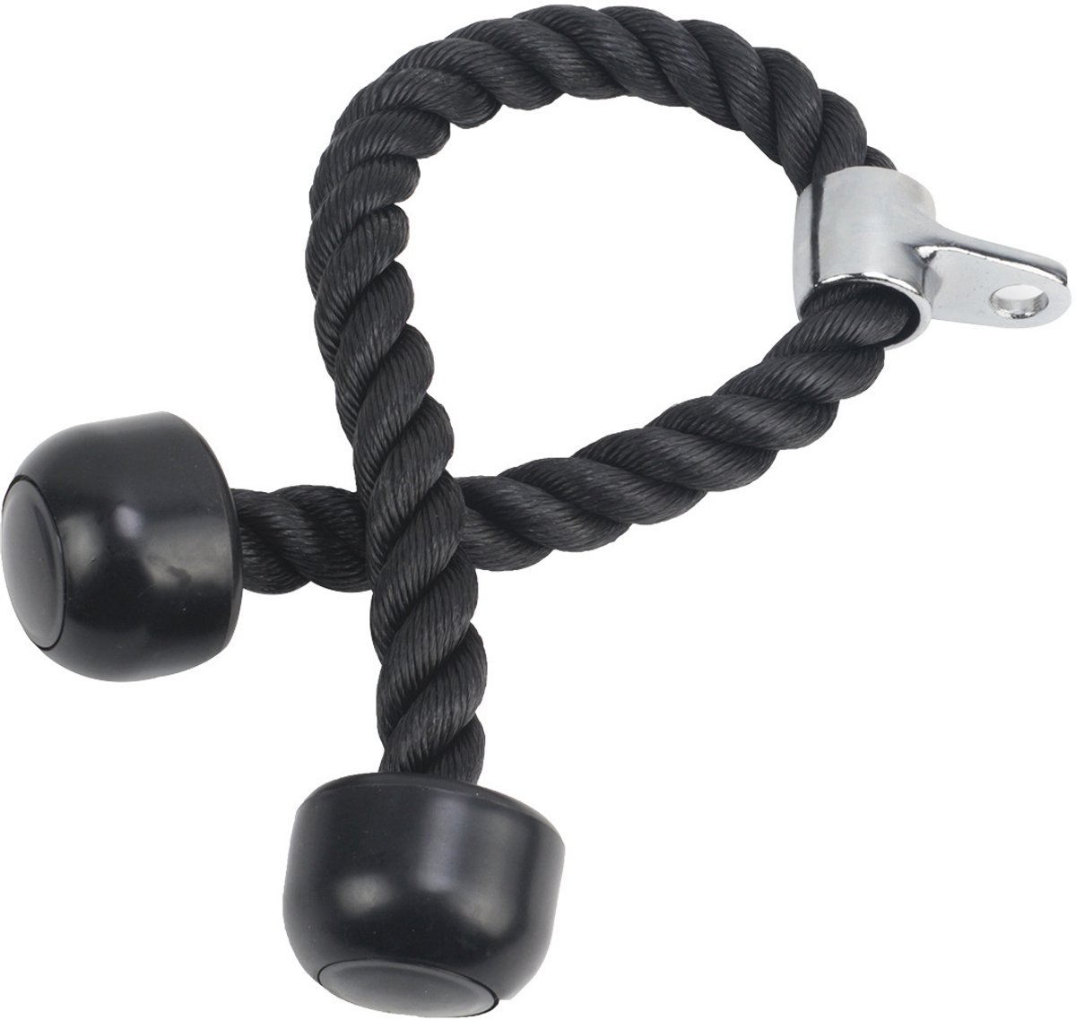 Biceps training Dubbelkop trekkoord fitnessaccessoire Dubbelkop trekkoord 70 cm lengte - Zwart