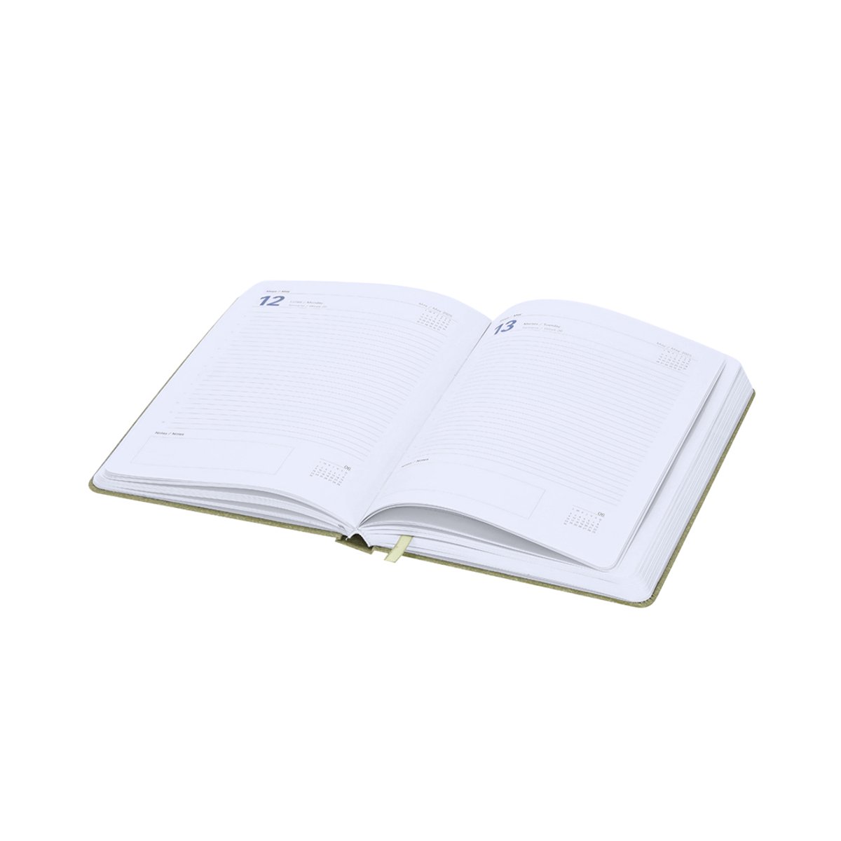 2027 Bureau agenda Zwart - Dag agenda - Hardcover gerecycled leer 209 pagina's- A5 - Engels / Spaans model Florian