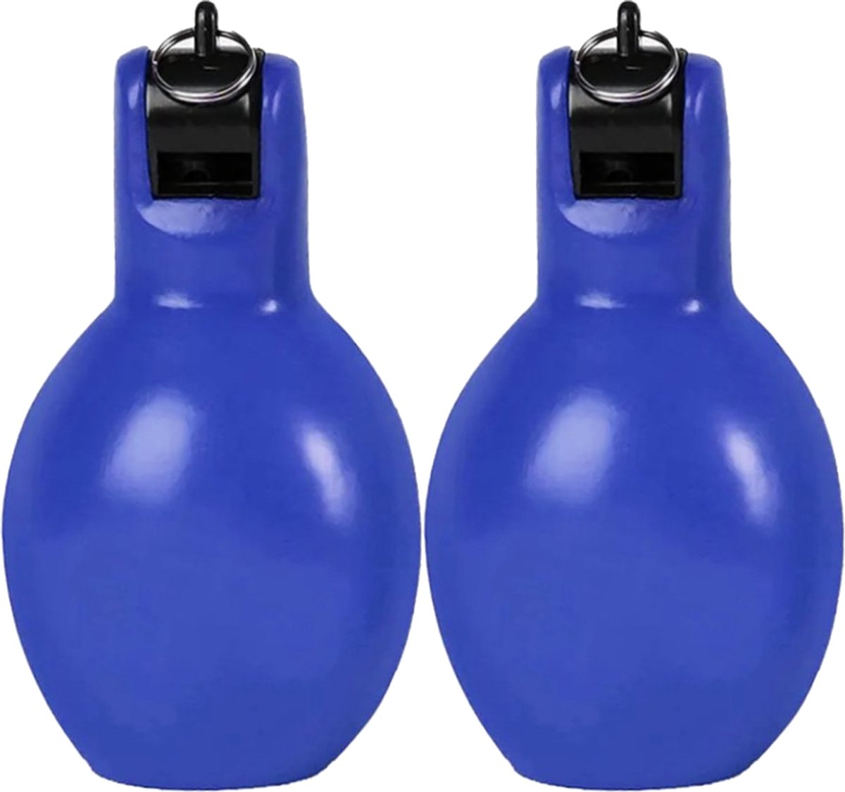 WM Sports - 2 stuks Knijpfluiten - Handfluit - Scheidsrechtersfluitjes - Scheidsrechtersfluit – Fluit – Fluitje – Peerfluit – Hondenfluitje - PVC – Blauw