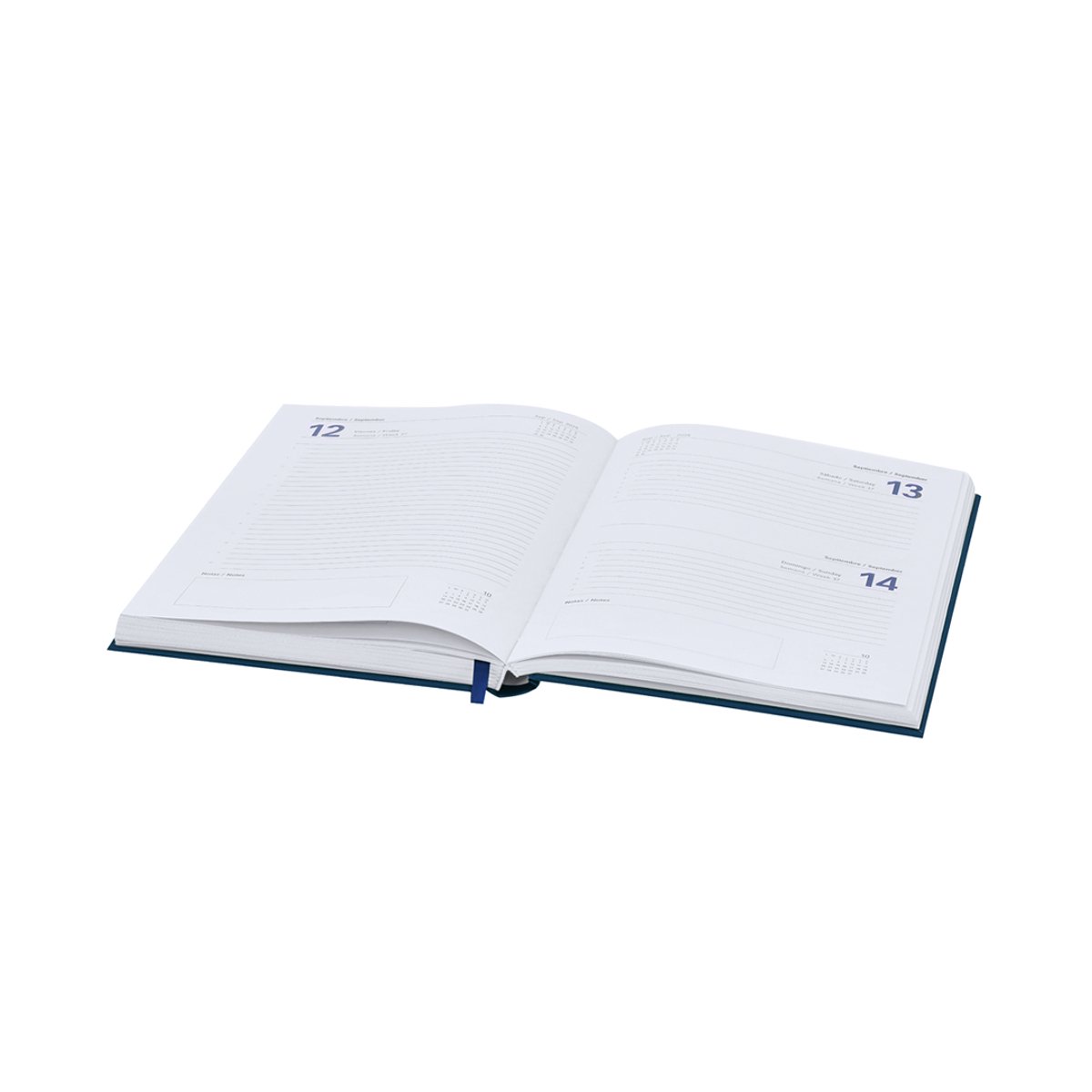 2027 Bureau agenda - Dag agenda Groen - Hardcover gewatteerde PU-cover in laag relief 208 pagina's- A5 - Engels / Spaans model Bultman