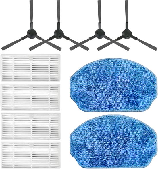 robotstofzuiger accessoires - Geschik voor MAMNV ZCWA BR150 - BR151 - met filter, mop pad en zijborstels - 10 stuks