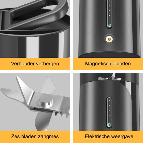 longziming -Draagbare Blender 450ml - Krachtige Smoothie Maker met Magnetisch Opladen, 6 Messen & IPX8 Waterdicht - Voor Smoothies, Shakes & Sap van longziming — afbeelding 5