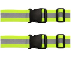JeiibrZui Reflecterende hardloopkleding - Reflecterende banden - Blijf veilig en zichtbaar in het donker, hoogwaardige reflectie voor 's nachts en regenachtige dagen - 2 stroken - Geschikt voor hardlopen, fietsen en wandelen Groen