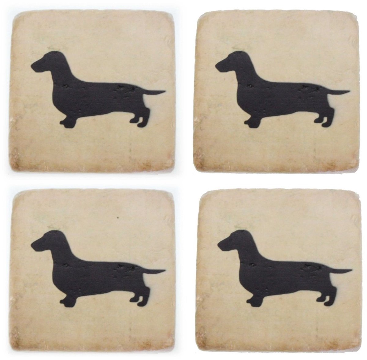 Onderzetters Honden – Zwart/Wit – Set van 4 – 10×10 cm – Praktisch & Stijlvol