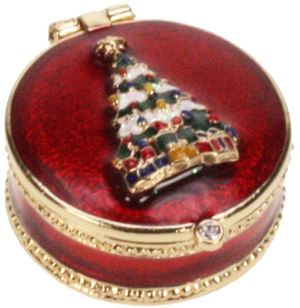 Doosje Kerstboom met Cadeaus – Rond – Ø4×1,6 cm – Feestelijk & Decoratief