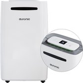 Wit Auronic luchtontvochtiger met digitaal display en bedieningspaneel.