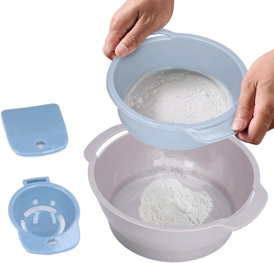 Allecto plus - Pollenzeefset, 4 stuks, stapelbare net-pollenzeef, herbruikbare trimlade met mesh-zeef - voor keuken en bakken