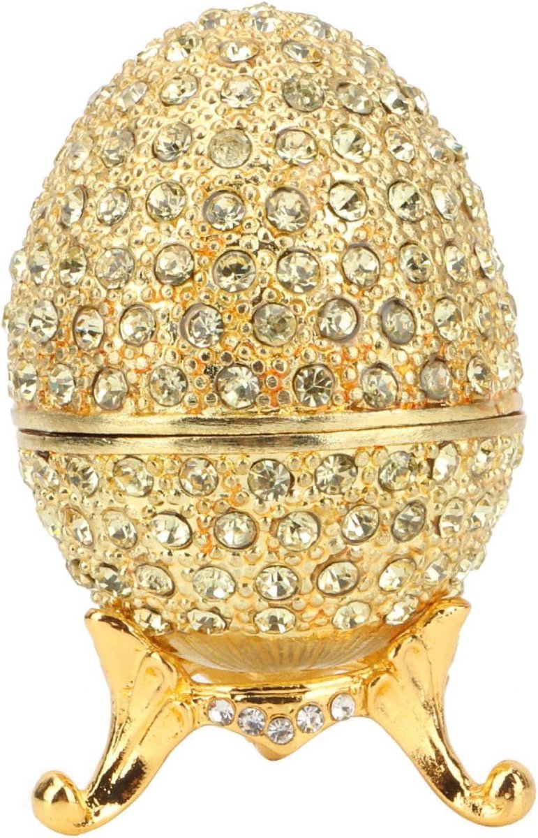 Allecto plus - Handgeschilderd Vintage Ei met Diamanten - Paasei Trinket Doos met Fabergé Stijl