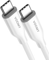 Voomy USB C Kabel 60W - 1 Meter - USB-C naar USB-C Oplaadkabel - Fast Charging - Universeel - Geschikt voor Telefoon, Laptop en Tablet - Wit